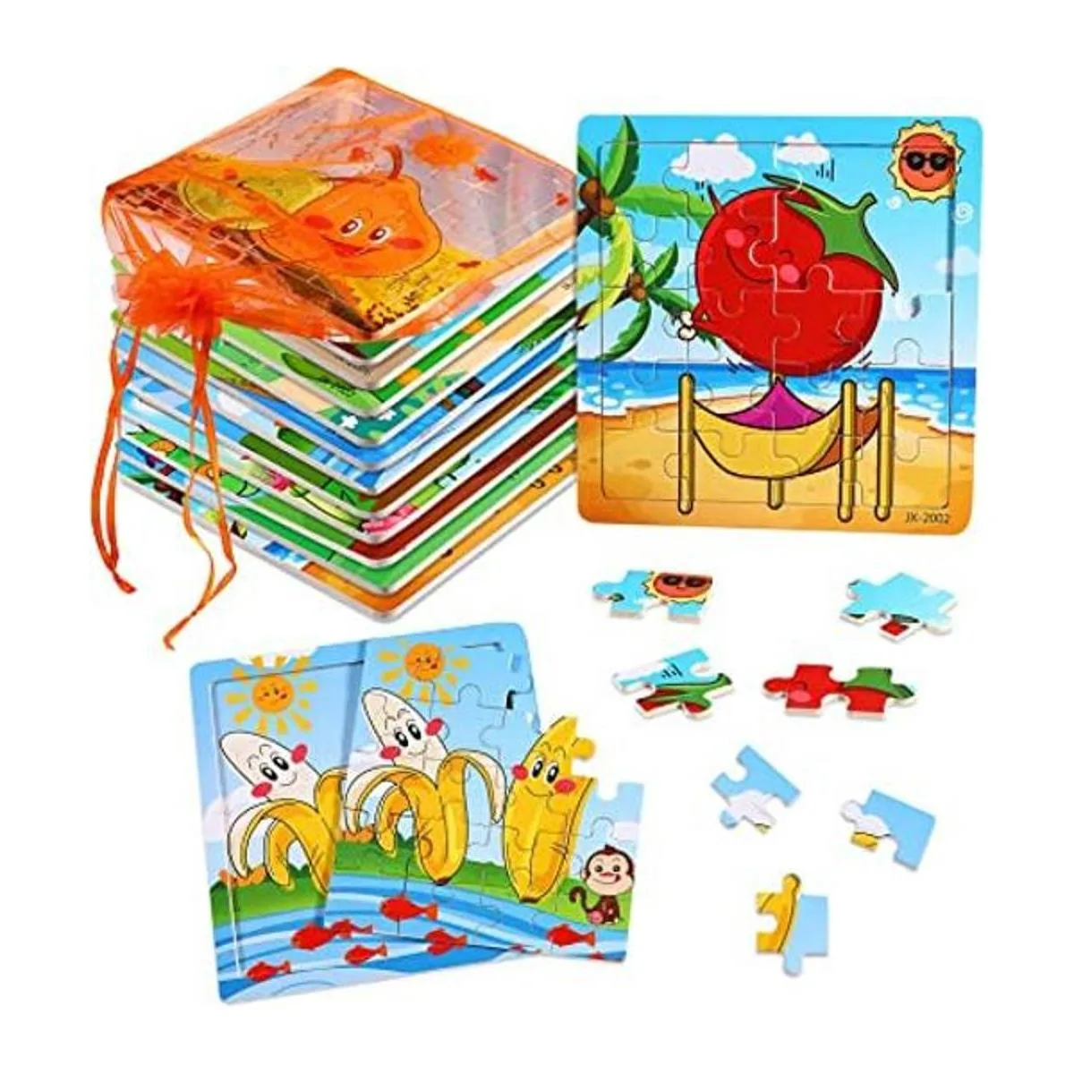 SANNIX Paquete de 12 rompecabezas de madera rompecabezas_1