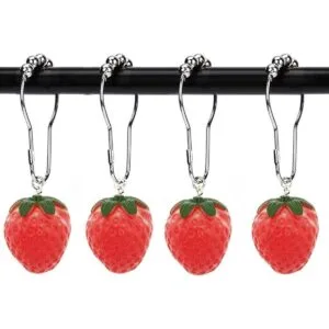 Decorative Strawberry Shower Curtain Hooks for Bathroom_1