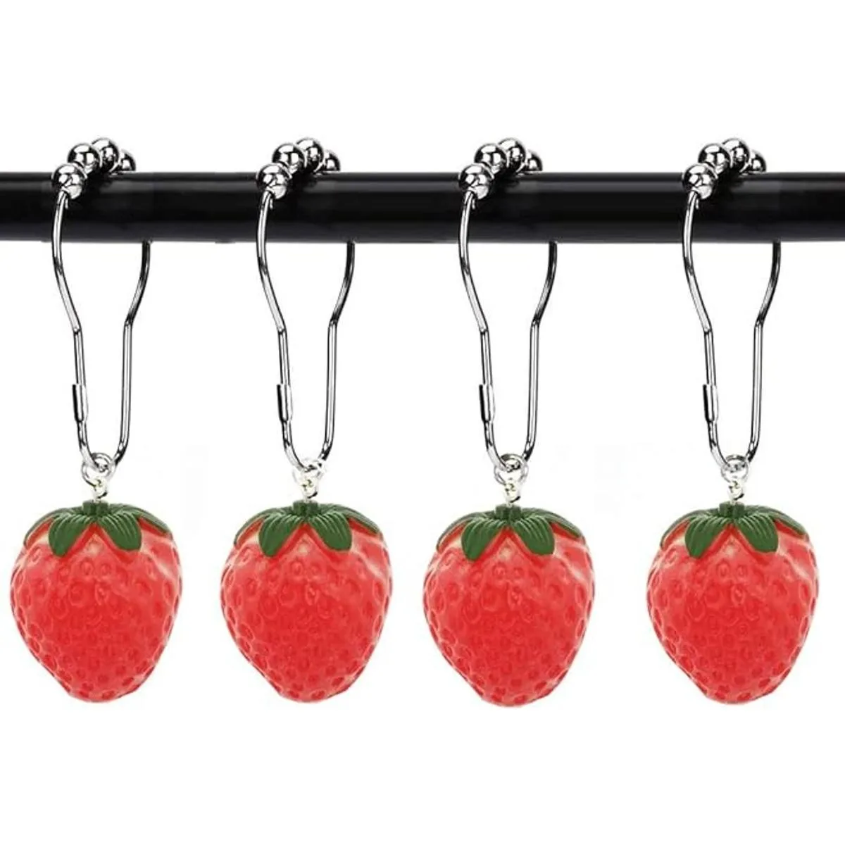 Decorative Strawberry Shower Curtain Hooks for Bathroom_1