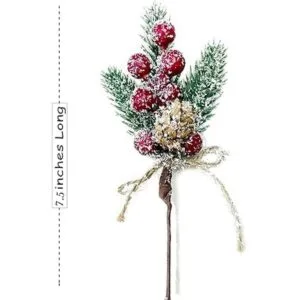 LEBERY 8 piezas de bayas de Navidad tallos rojos de pino_7