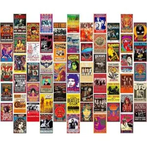 Woonkit 60 pósteres vintage de banda de rock para estética_2