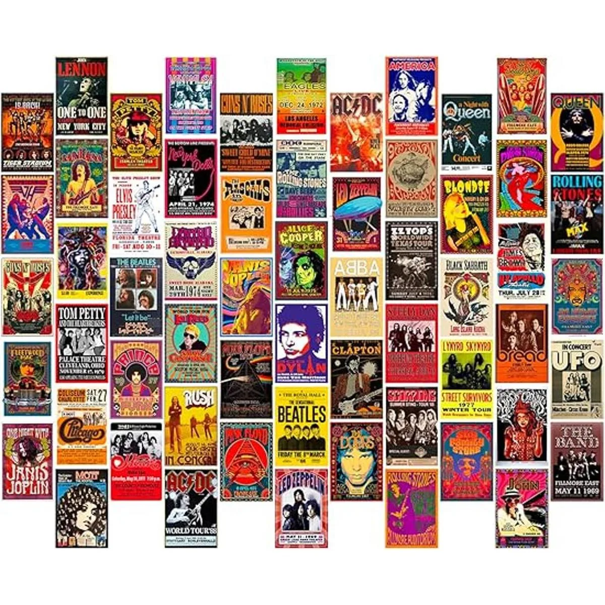 Woonkit 60 pósteres vintage de banda de rock para estética_2