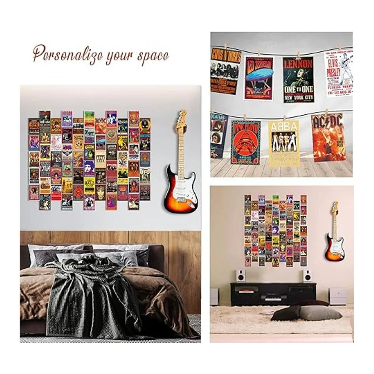 Woonkit 60 pósteres vintage de banda de rock para estética_5