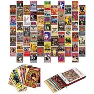 Woonkit 60 pósteres vintage de banda de rock para estética_3