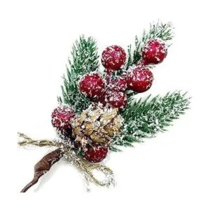 LEBERY 8 piezas de bayas de Navidad tallos rojos de pino_1