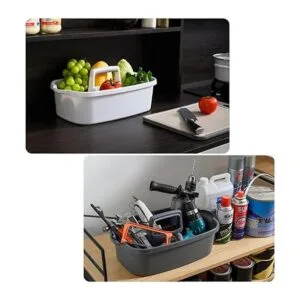 Cesta de almacenamiento grande de plástico portátil con_3