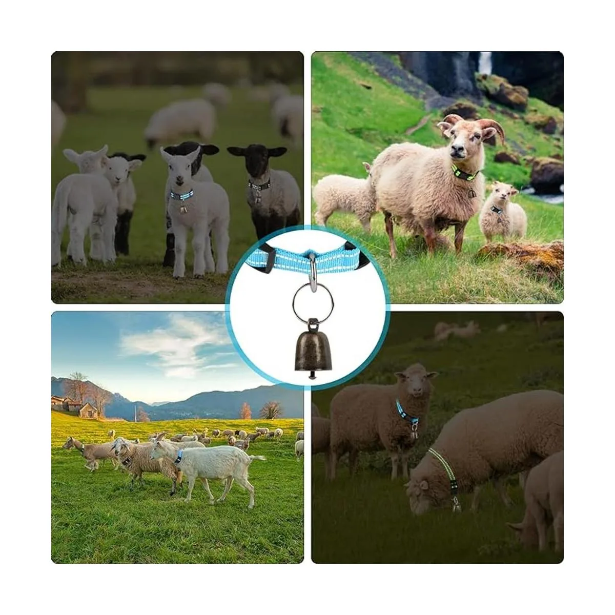 GINDOOR 5 Pack Reflective Goat Collars with Bells Cow_5