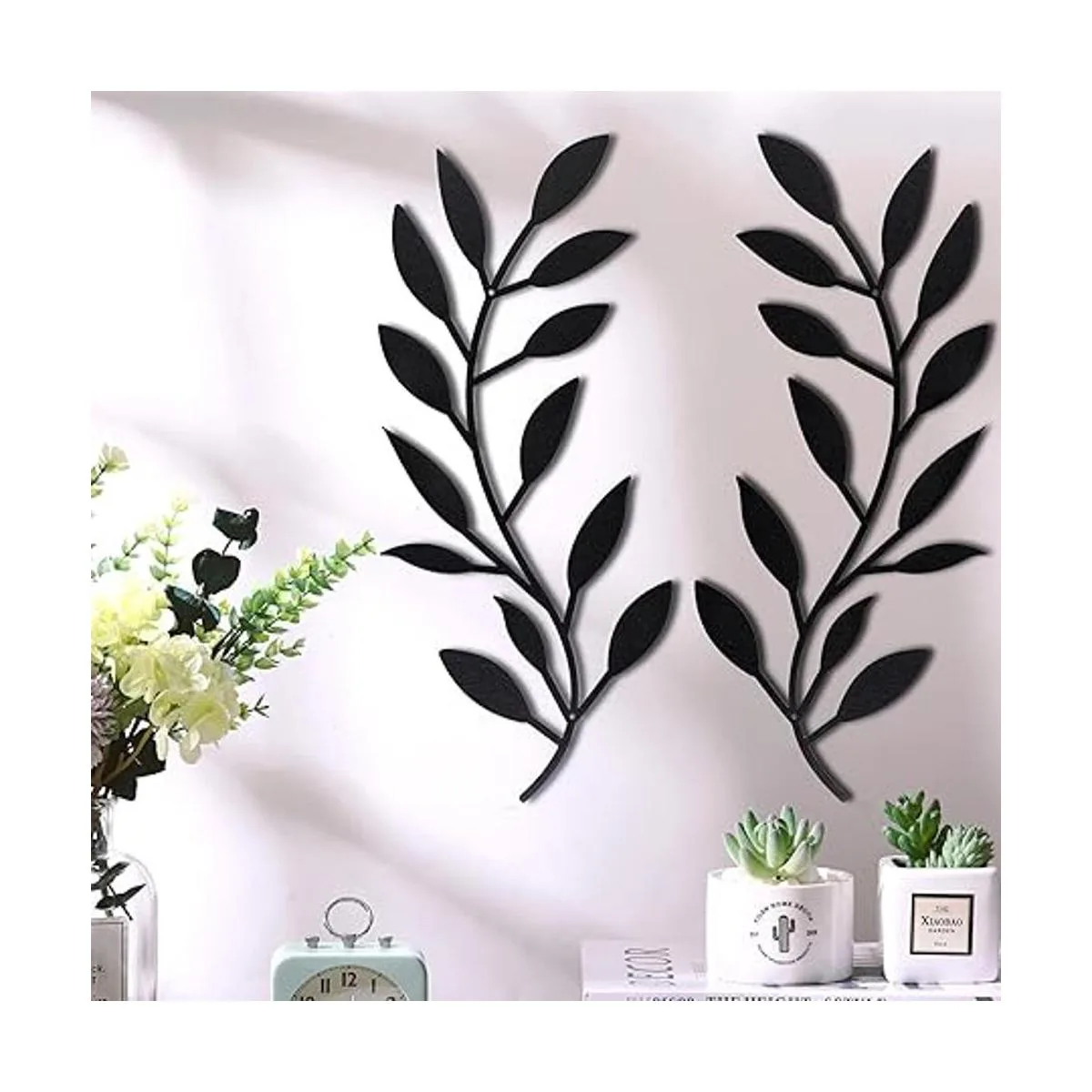 2 piezas de metal para decoración de pared de hoja de_3