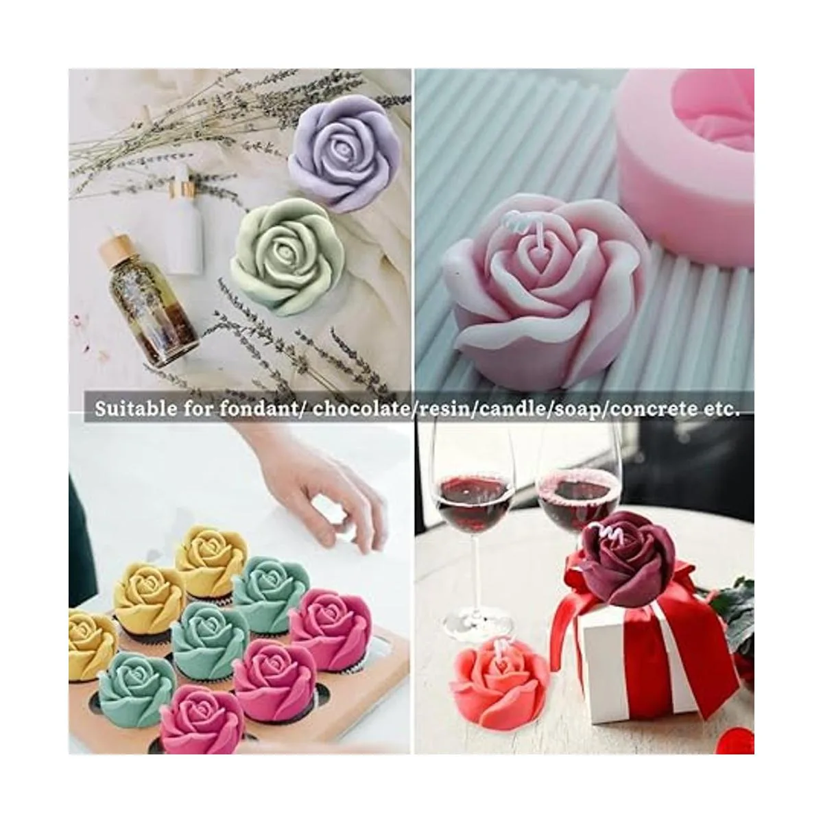 Moldes de silicona 3D 2 piezas de molde de vela de resina_4