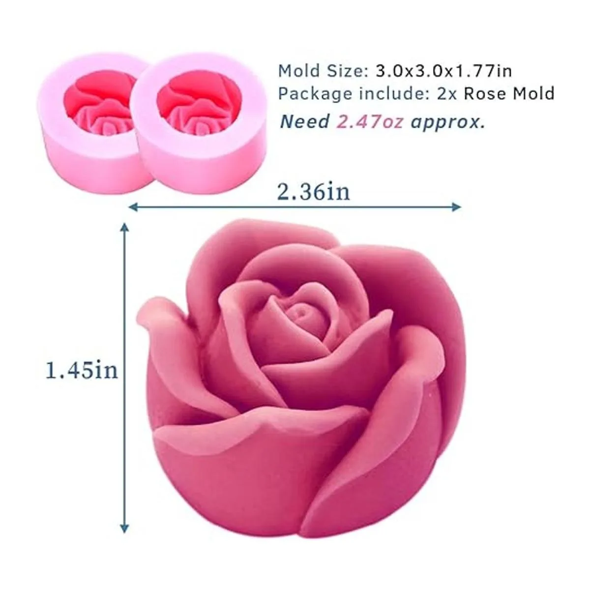 Moldes de silicona 3D 2 piezas de molde de vela de resina_3