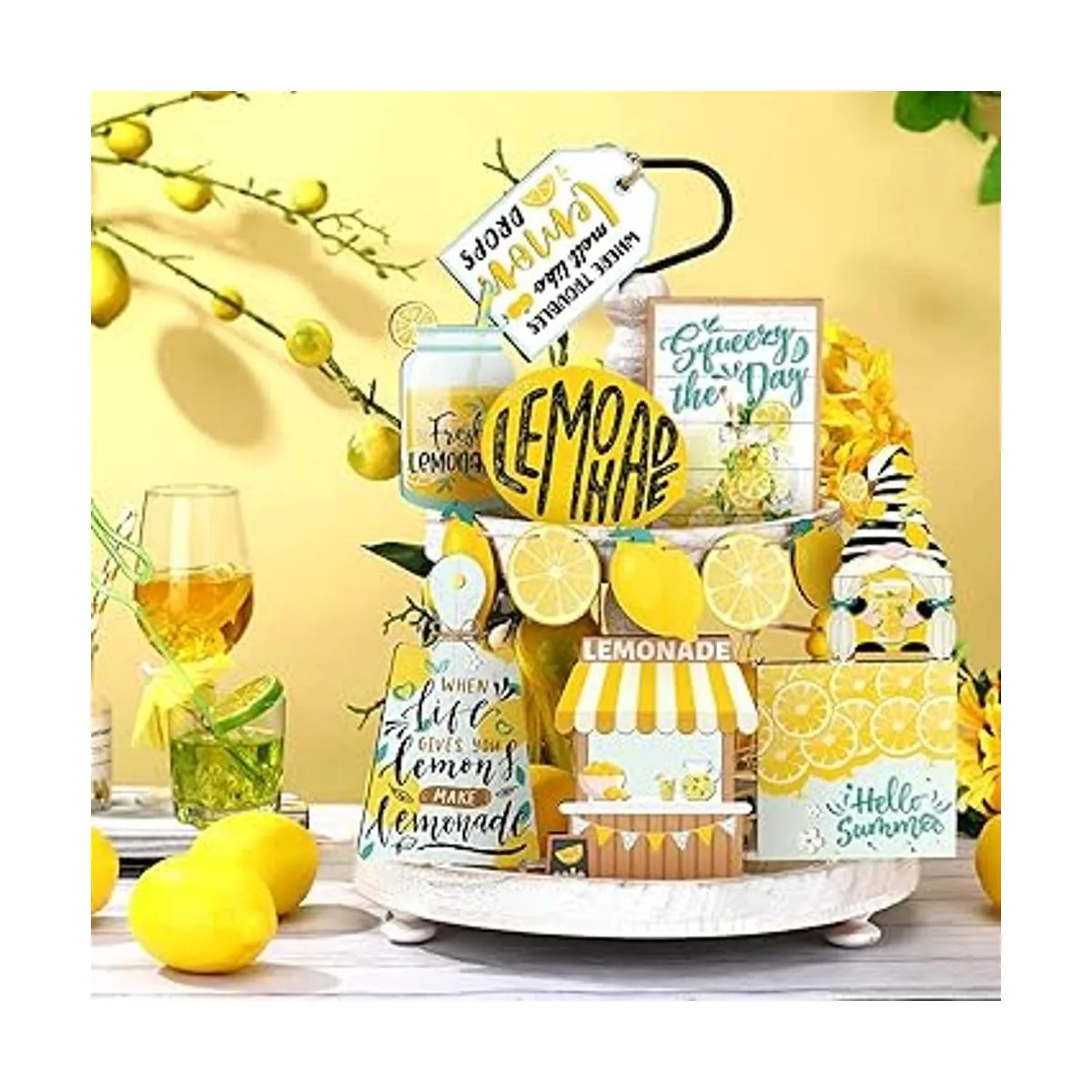 Qunclay 13 piezas de bandeja de limón fresco para_4