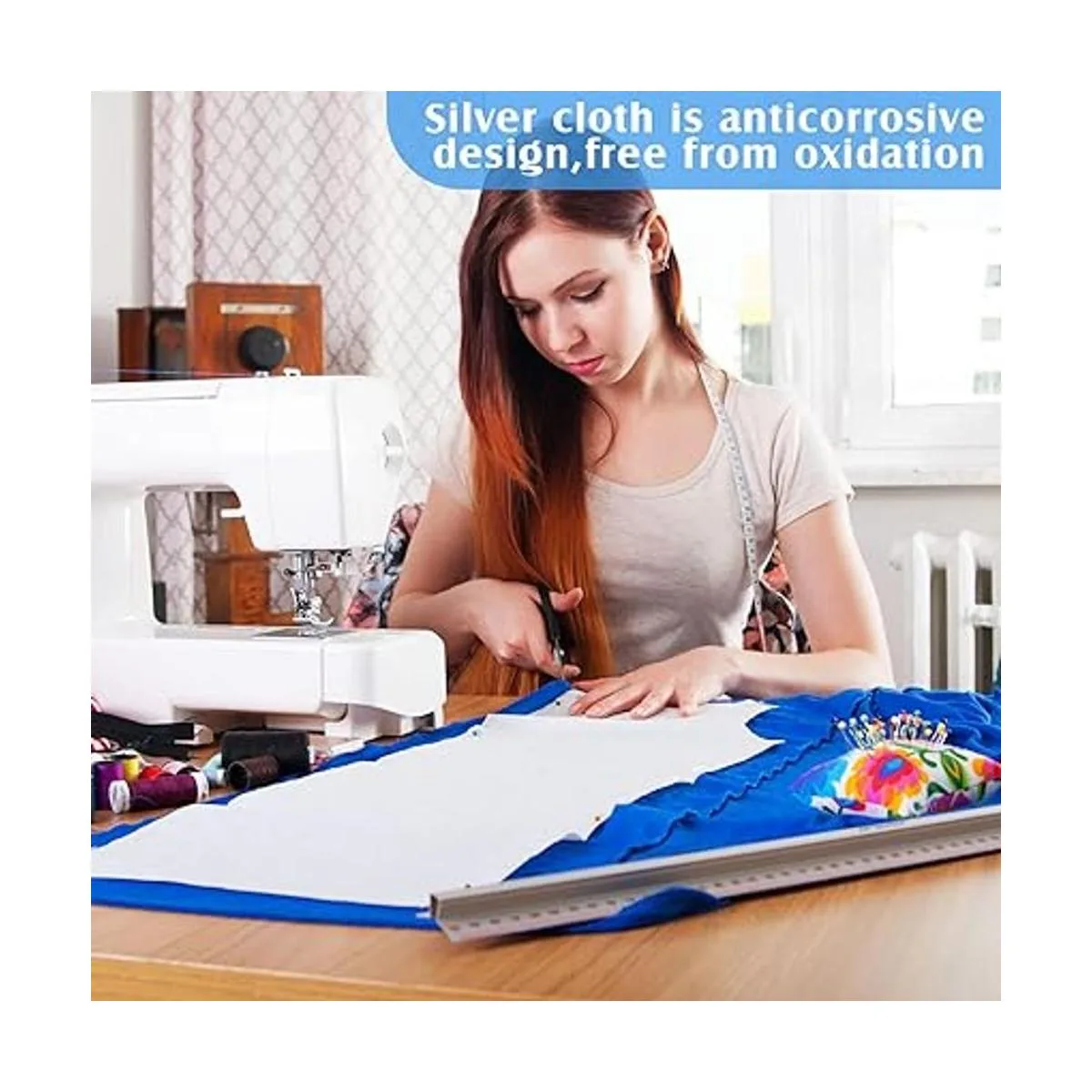 Jecery Tela plateada antideslustre de 1.1 yarda para_4