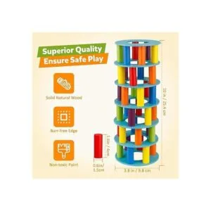 Coogam Juego de apilamiento de torre de madera bloques de_6