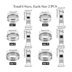 UNICRAFTALE 24 anillos de acero inoxidable con núcleo de 6_5