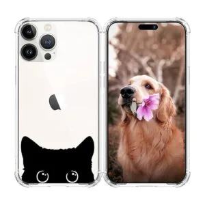 Funda transparente para iPhone 14 Pro con diseño de gato_1