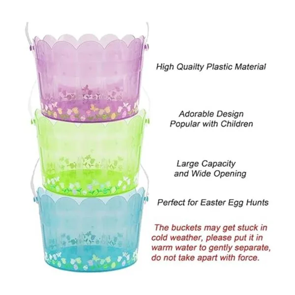 Zcaukya Juego de 3 cubos de Pascua para la caza de huevos_3