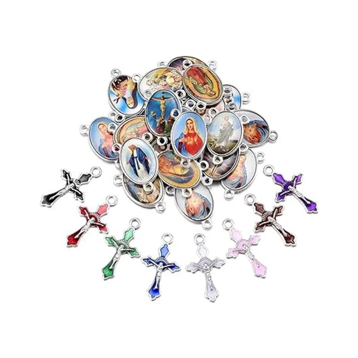 24 unids12 Unidades de color mezclado esmalte de rosario_4