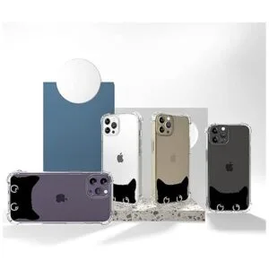 Funda transparente para iPhone 14 Pro con diseño de gato_2