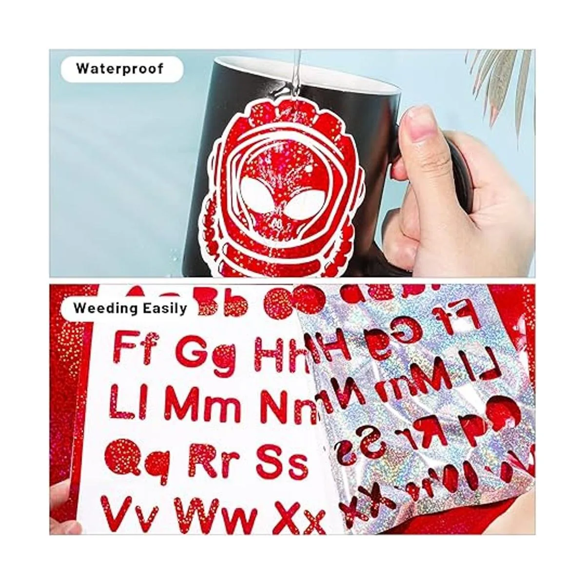 GIRAFVYINL Rollo de vinilo holográfico rojo de 12 x 10_3