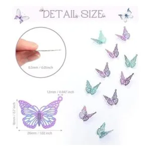 Coume 100 dijes de filigrana de mariposa de acero_2