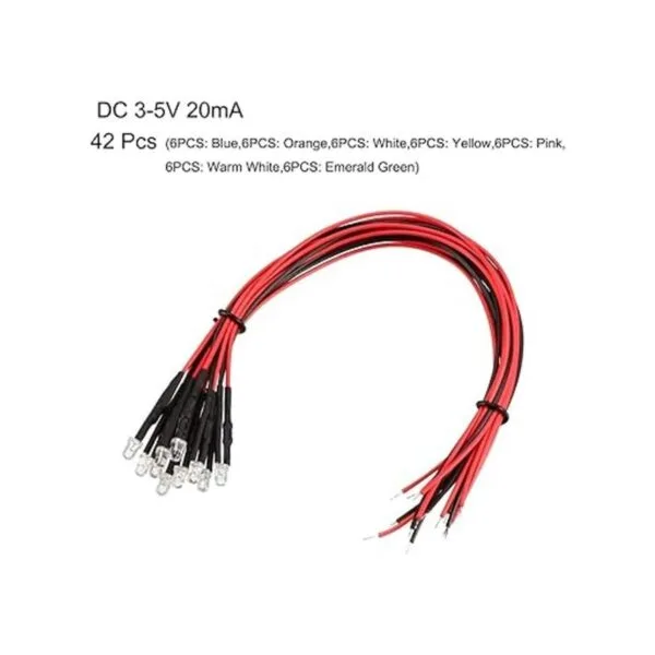 uxcell 42 luces LED precableadas de 0.118 in de color_2