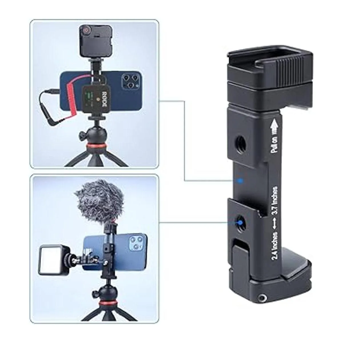 Soporte de trípode de metal para teléfono con zapata fría_6