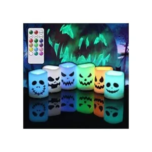 GenSwin Velas votivas sin llama de Halloween que cambian_1