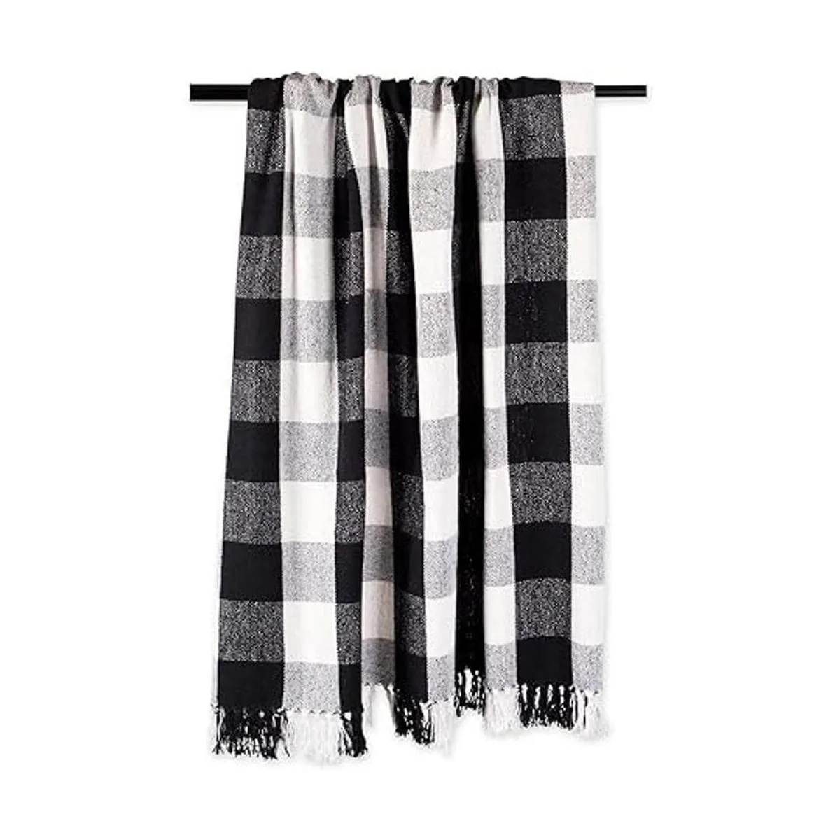 DII Buffalo Check Collection Manta rústica con borlas 50_3