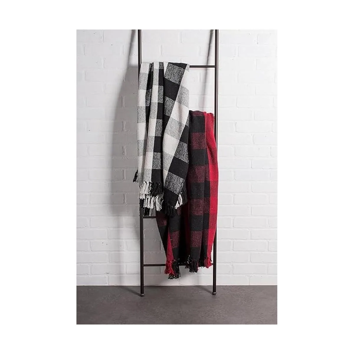 DII Buffalo Check Collection Manta rústica con borlas 50_5