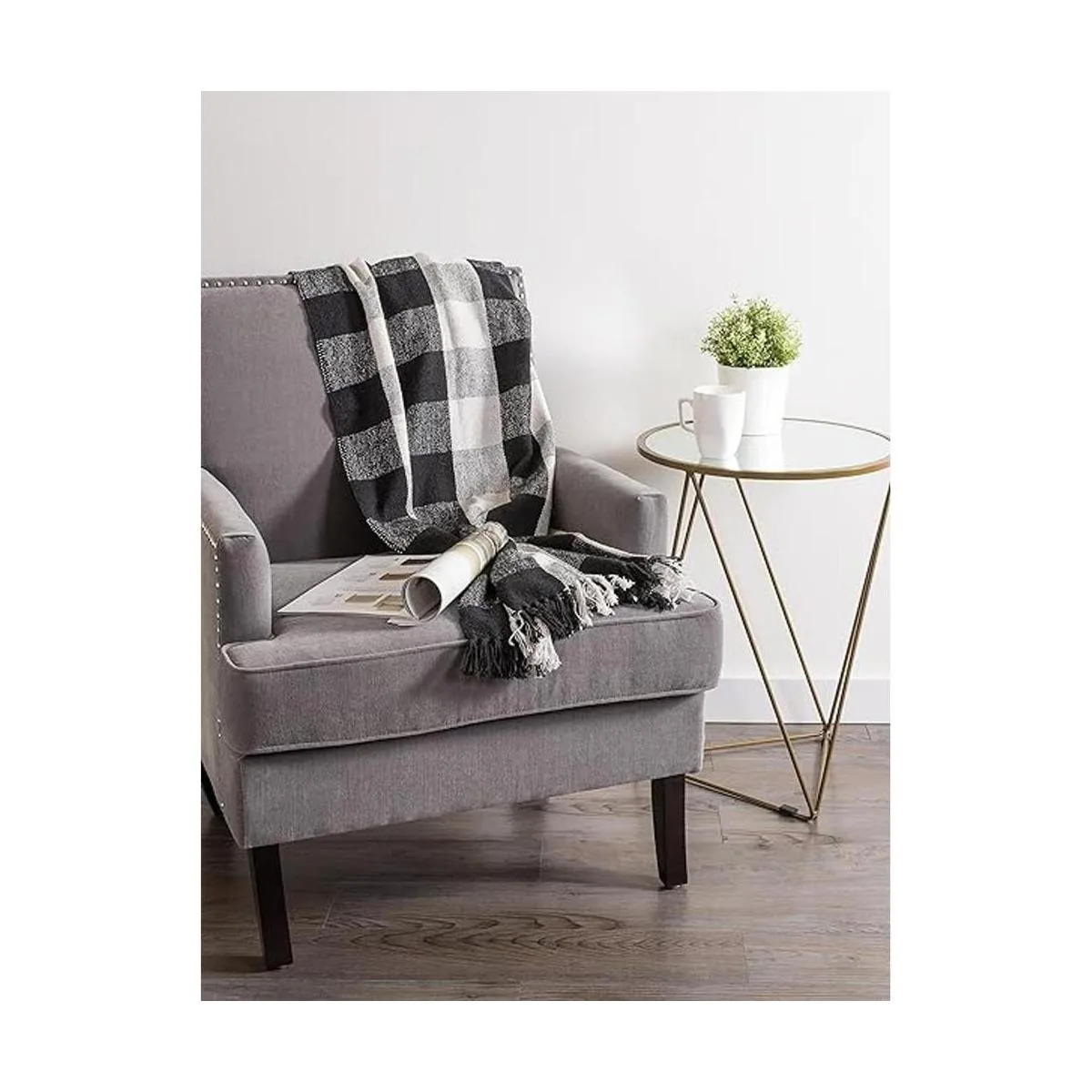 DII Buffalo Check Collection Manta rústica con borlas 50_6