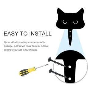 Decoraciones de jardín de gato negro de metal decoración_6