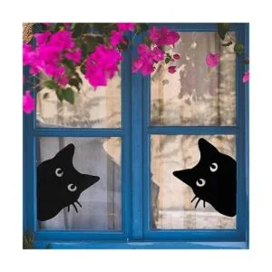 Decoraciones de jardín de gato negro de metal decoración_4