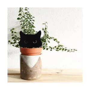 Decoraciones de jardín de gato negro de metal decoración_5
