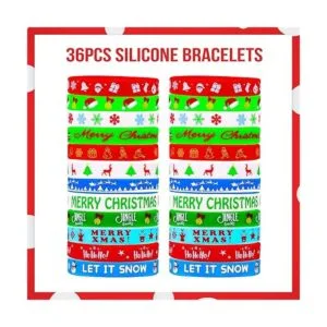 MGparty 72 pulseras de Navidad de silicona pulseras de_3