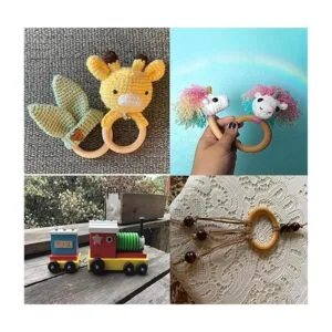 Yesland 40 anillos de madera maciza natural de 2.756 in_6