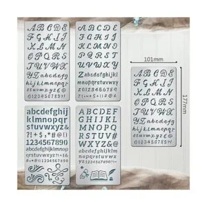 BENECREAT 4 plantillas de metal con números del alfabeto_2