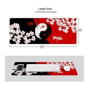 Alfombrilla de ratón para juegos de color rojo y negro_6