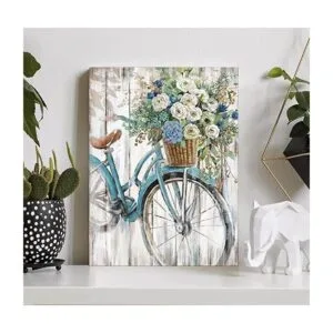 Decoración de pared para baño lienzo azul retro para_3