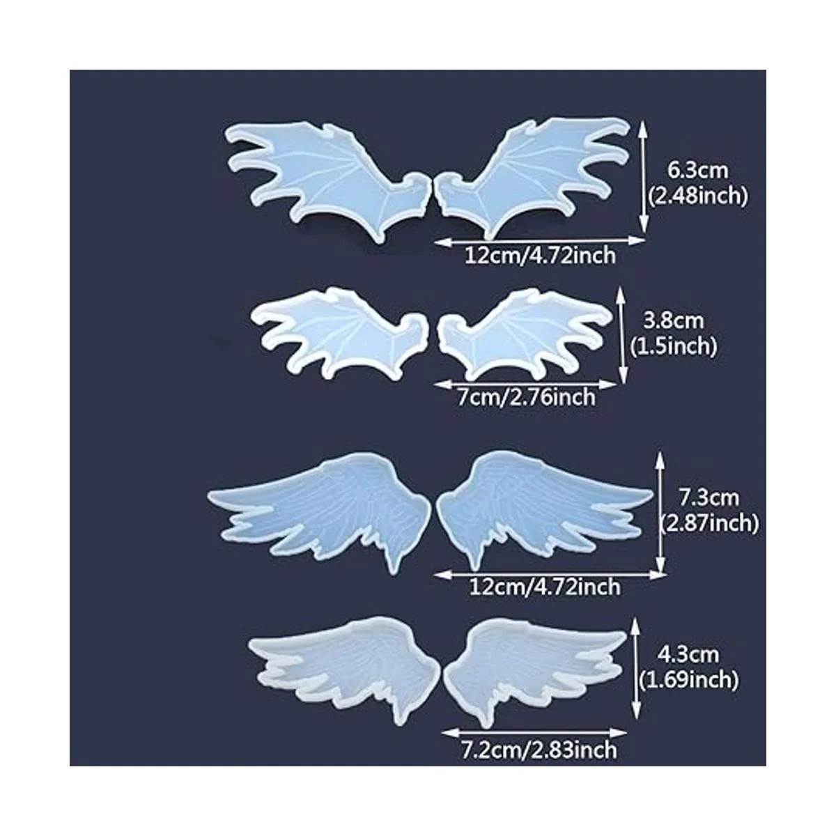 iSuperb 4 pares de moldes de alas de cristal epoxi de_7