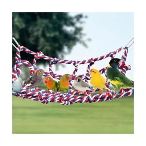 2 Pack Colorful Bird Rope Net Rat Climbing Rope Net Pet_2