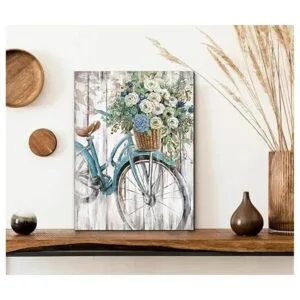 Decoración de pared para baño lienzo azul retro para_2