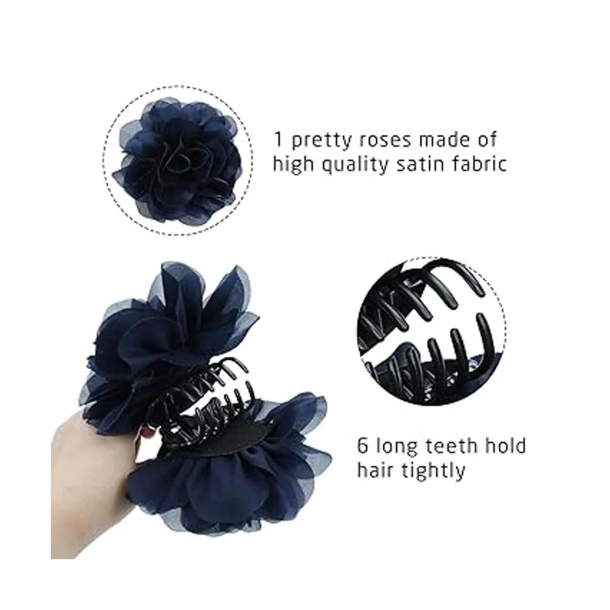 Cinaci 4 unidades de gasa grande rosa flor arco plástico_5