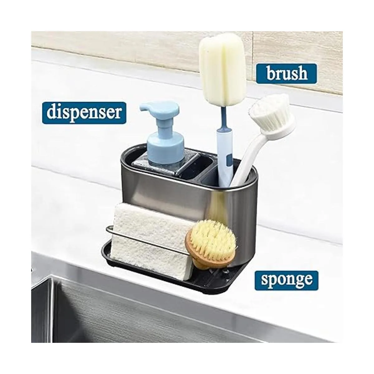 Soporte de esponja para fregadero de acero inoxidable para_2