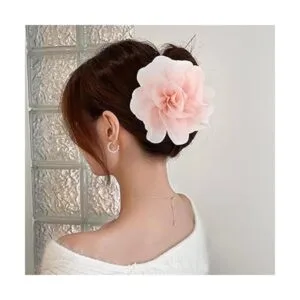 Cinaci 4 unidades de gasa grande rosa flor arco plástico_2