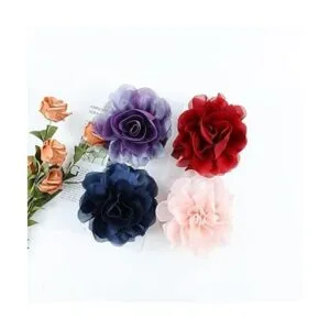 Cinaci 4 unidades de gasa grande rosa flor arco plástico_4