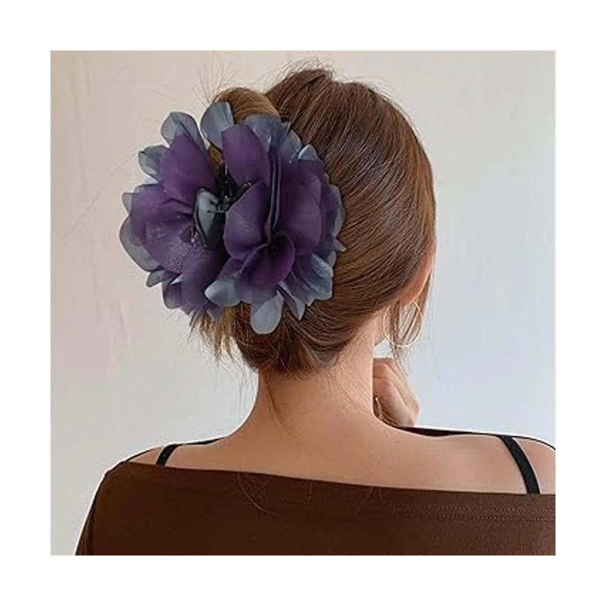 Cinaci 4 unidades de gasa grande rosa flor arco plástico_3