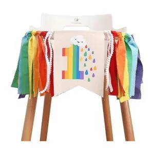 Banner para silla alta con temática de arco iris pancarta_6