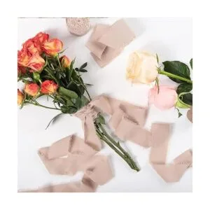 JEDIA Chiffon Ribbon 6 Rolls Natural Handmade Fringe_4