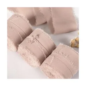 JEDIA Chiffon Ribbon 6 Rolls Natural Handmade Fringe_2