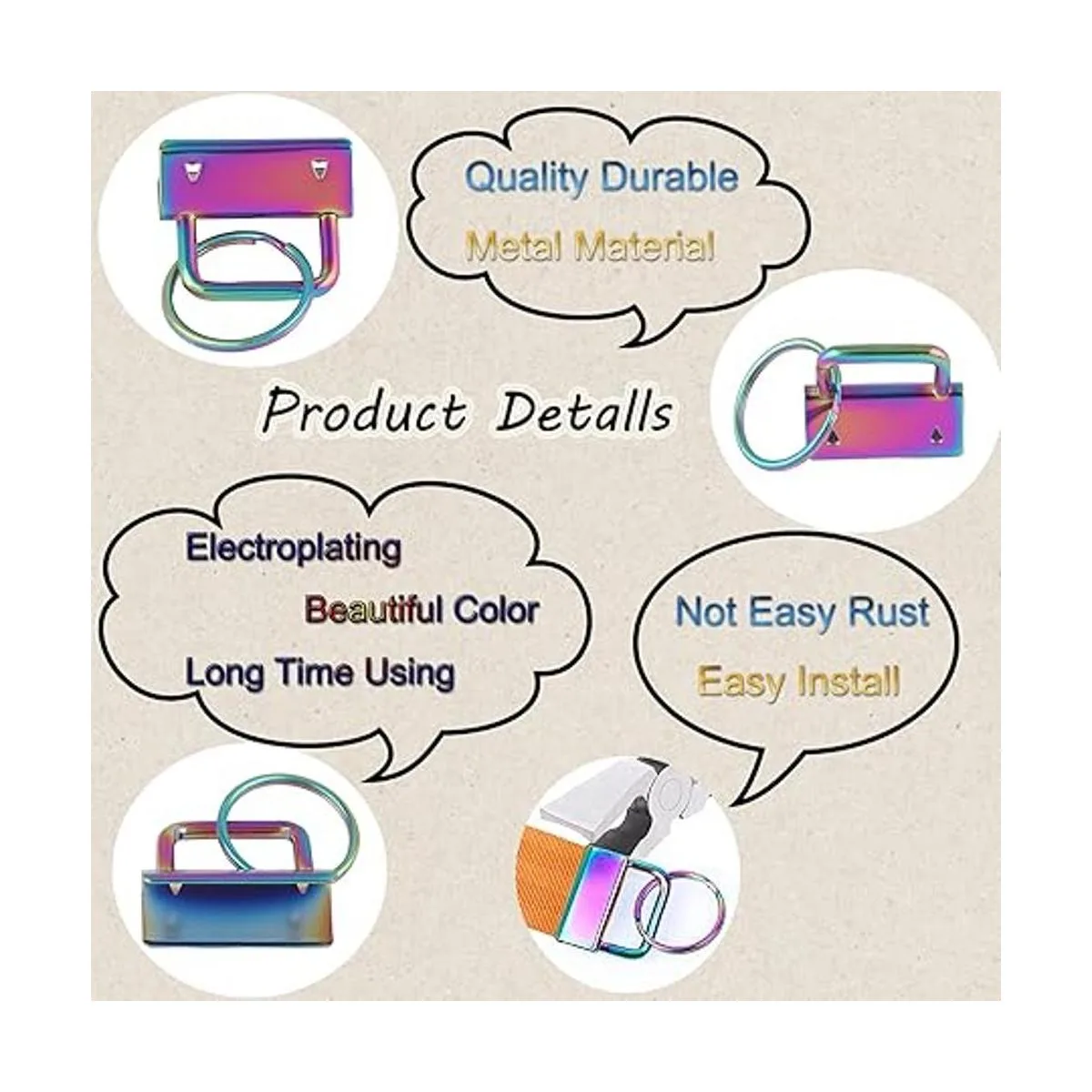 Juego de accesorios para llavero arcoíris de 34 pulgadas_5